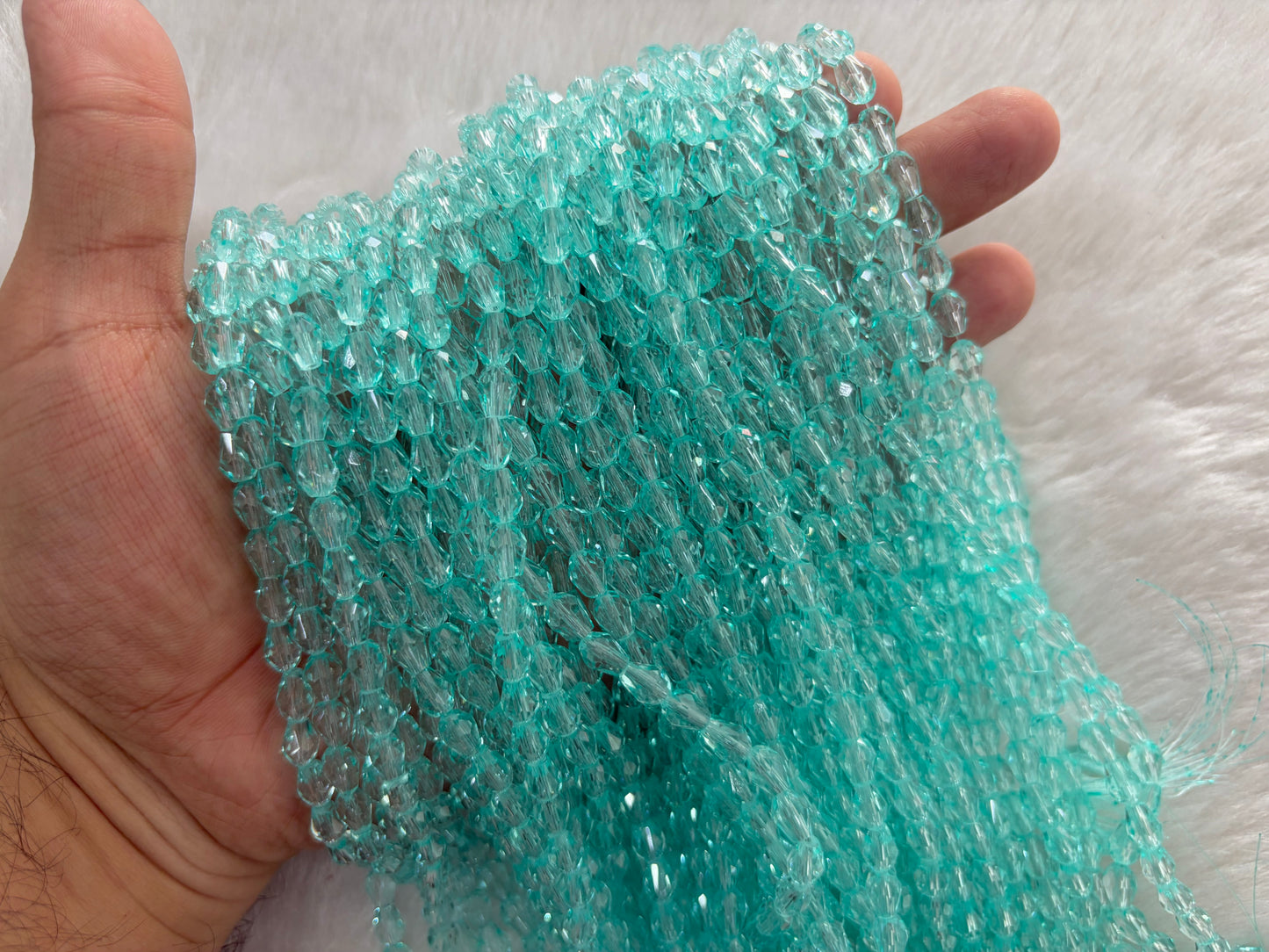 Drop Crystal Beads (6x8 mm) (Rainbow)