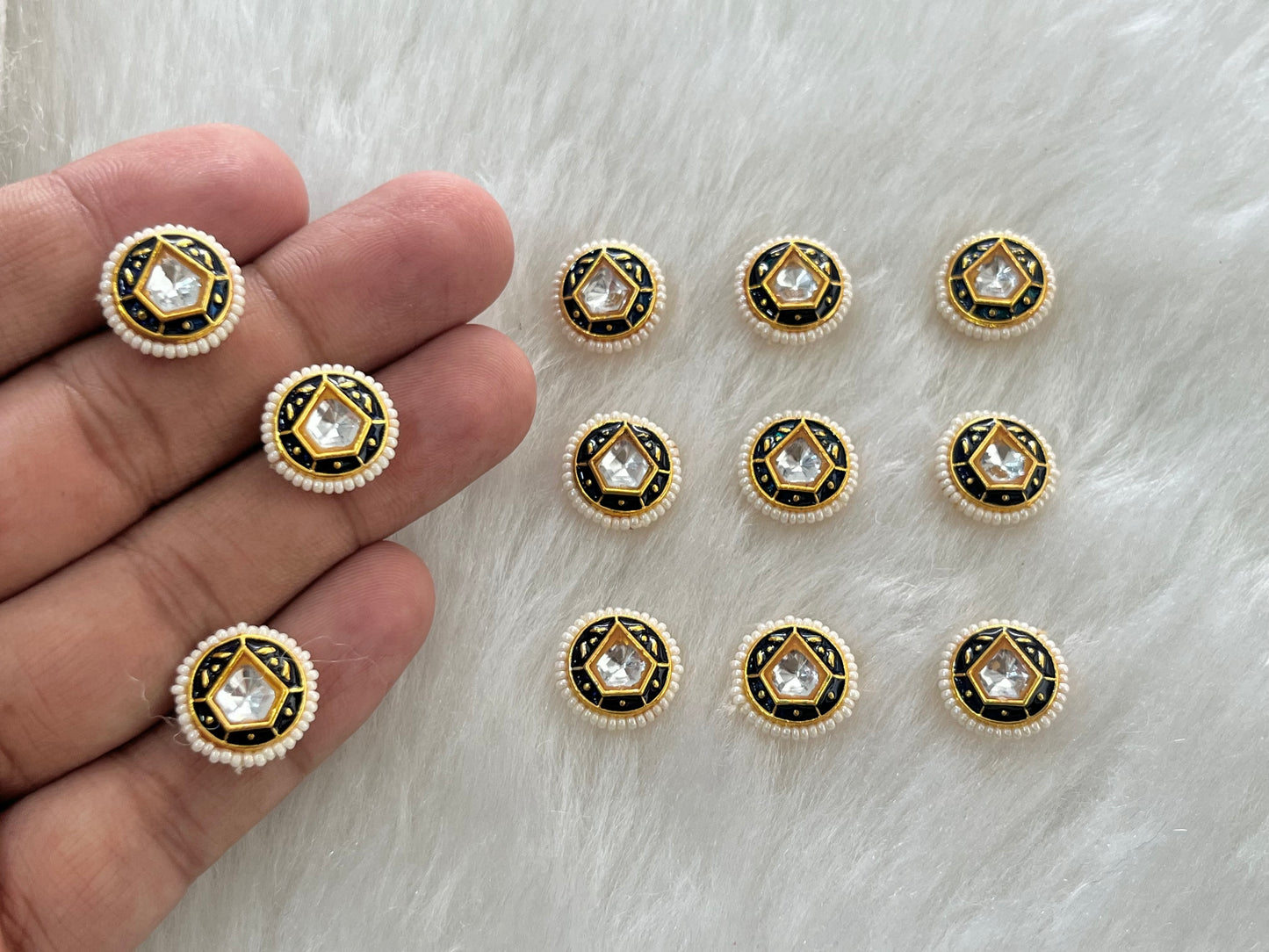 Meenakari Kundan (Round) (14 mm) (AGMK107) (12 Pcs)