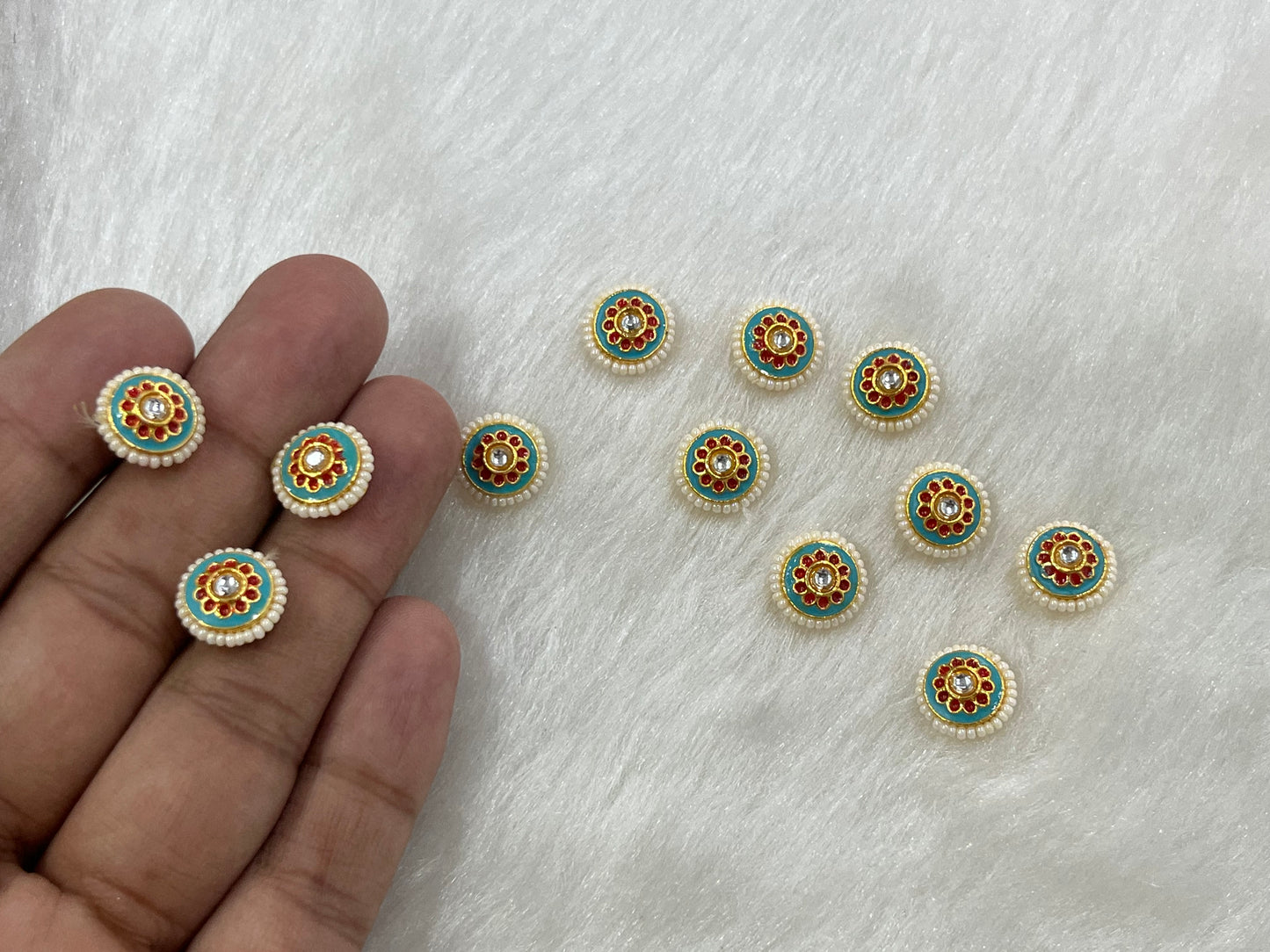 Meenakari Kundan (Flower) (12 mm) (AGMK101)(24 Pcs)