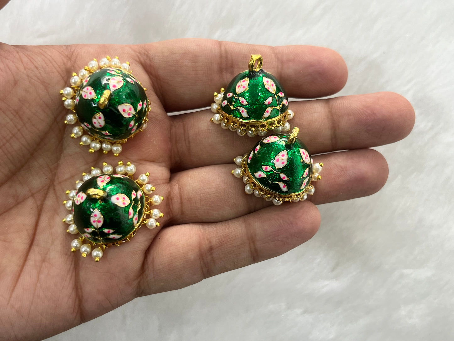 Meenakari Jhumkas (Leaf) (AGMK97)(2 Pcs)