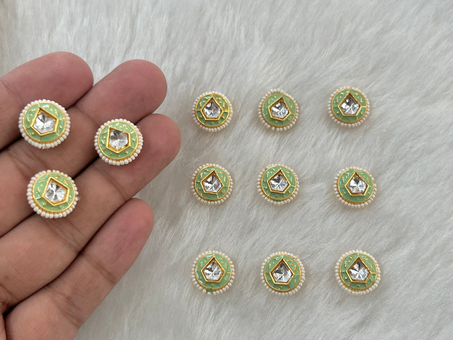 Meenakari Kundan (Round) (14 mm) (AGMK107) (12 Pcs)
