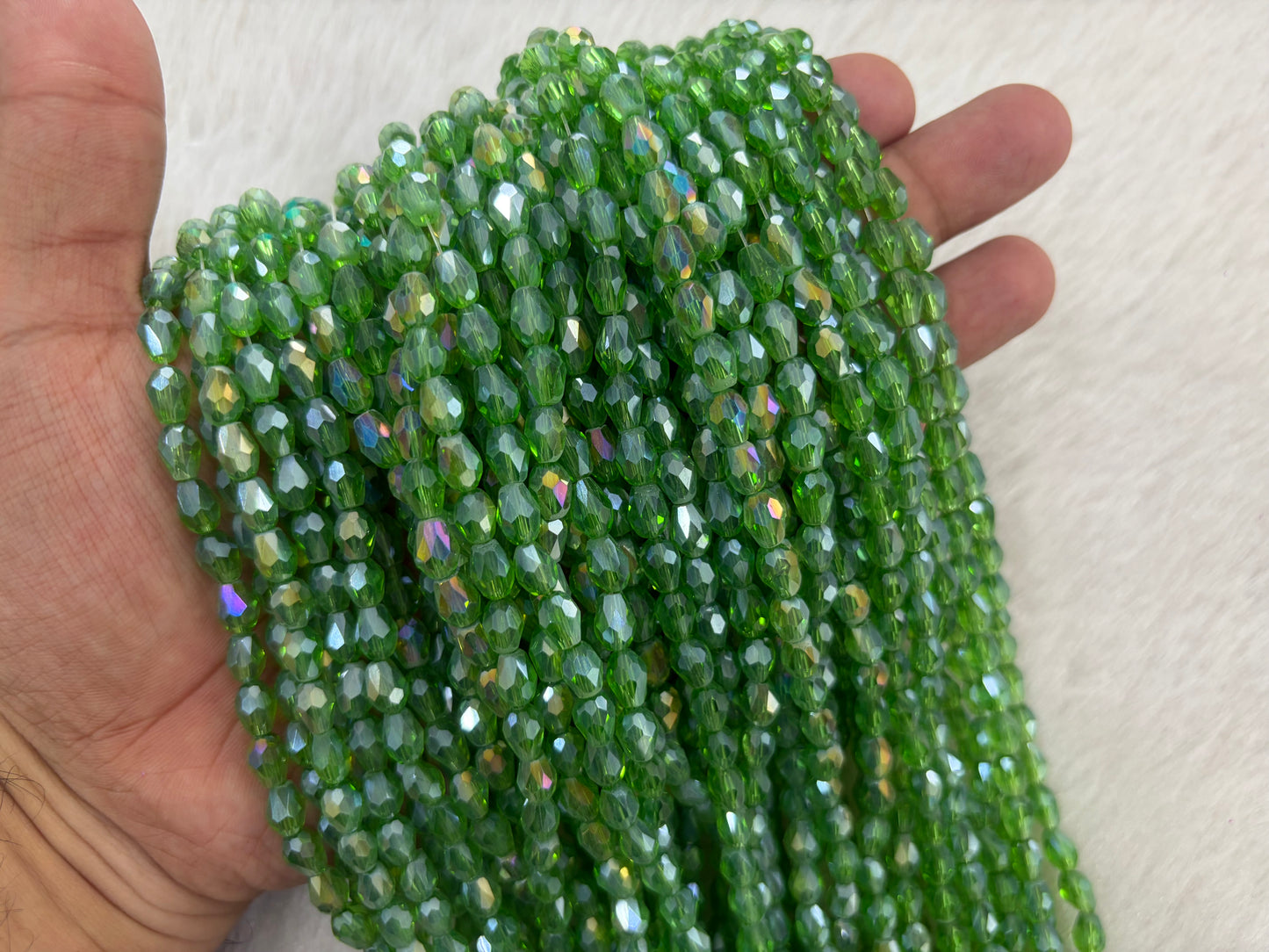 Drop Crystal Beads (6x8 mm) (Rainbow)