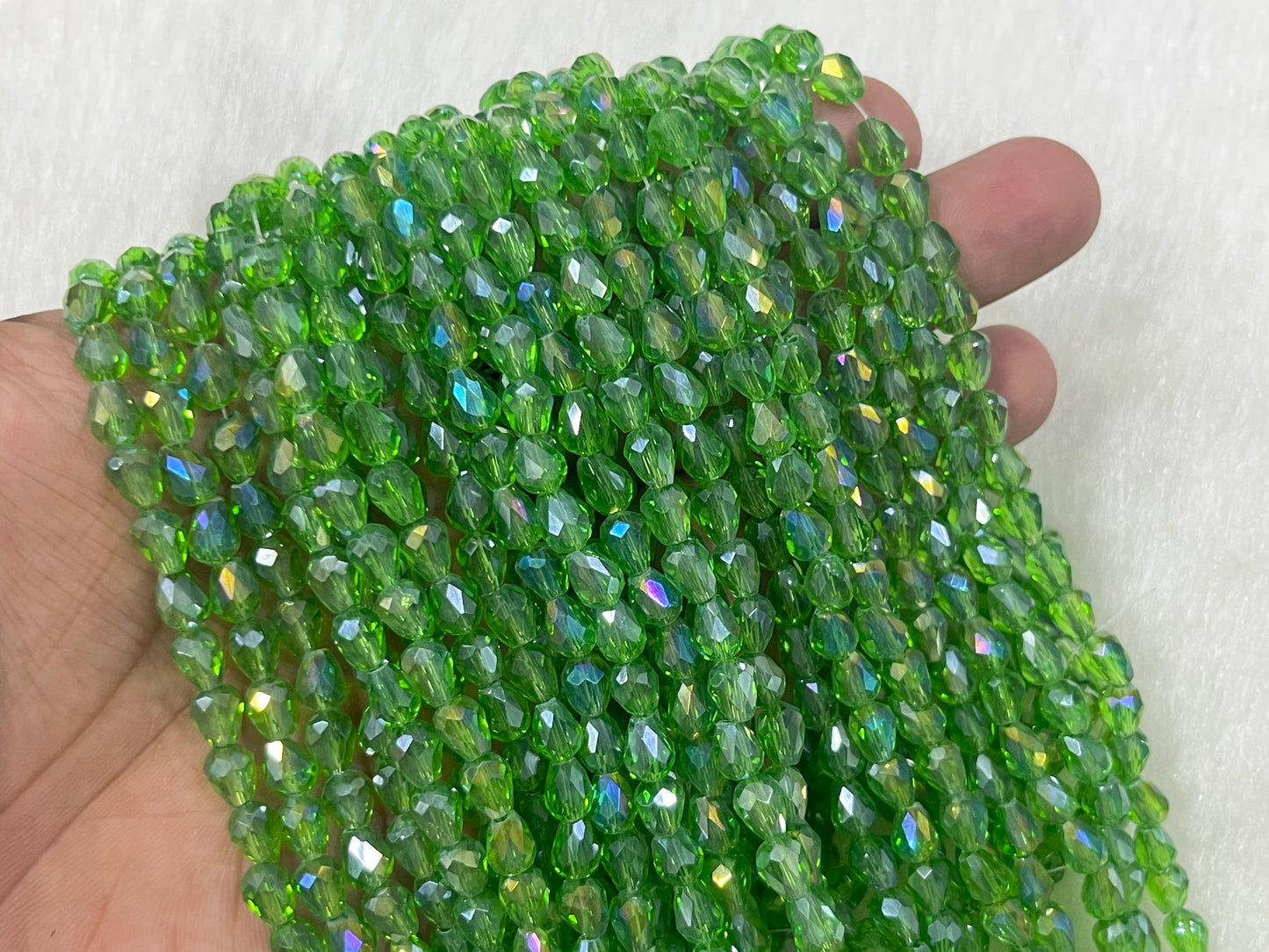 Drop Crystal Beads (6x8 mm) (Rainbow)