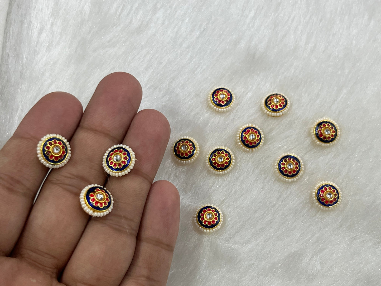 Meenakari Kundan (Flower) (12 mm) (AGMK101)(24 Pcs)