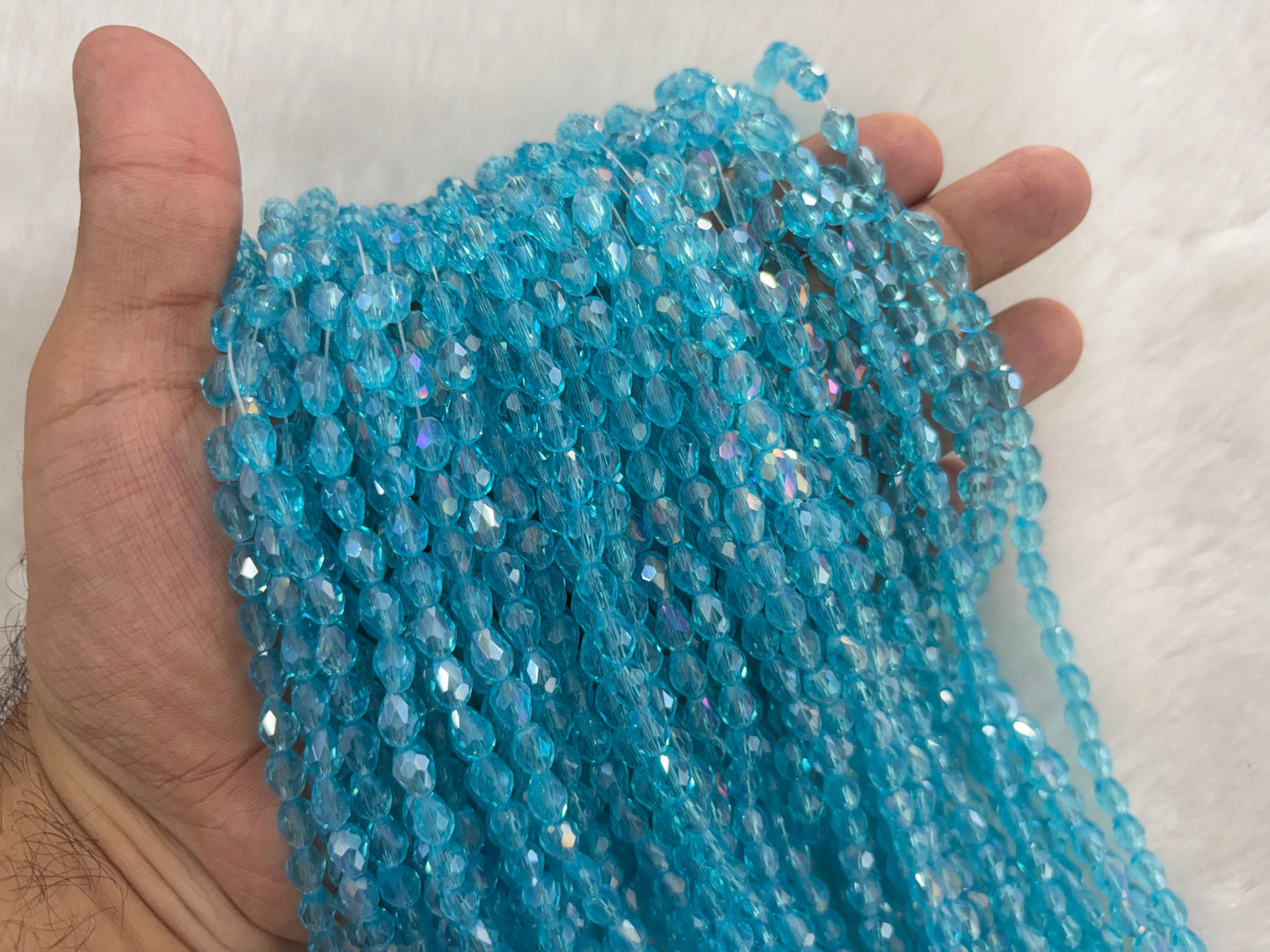 Drop Crystal Beads (6x8 mm) (Rainbow)