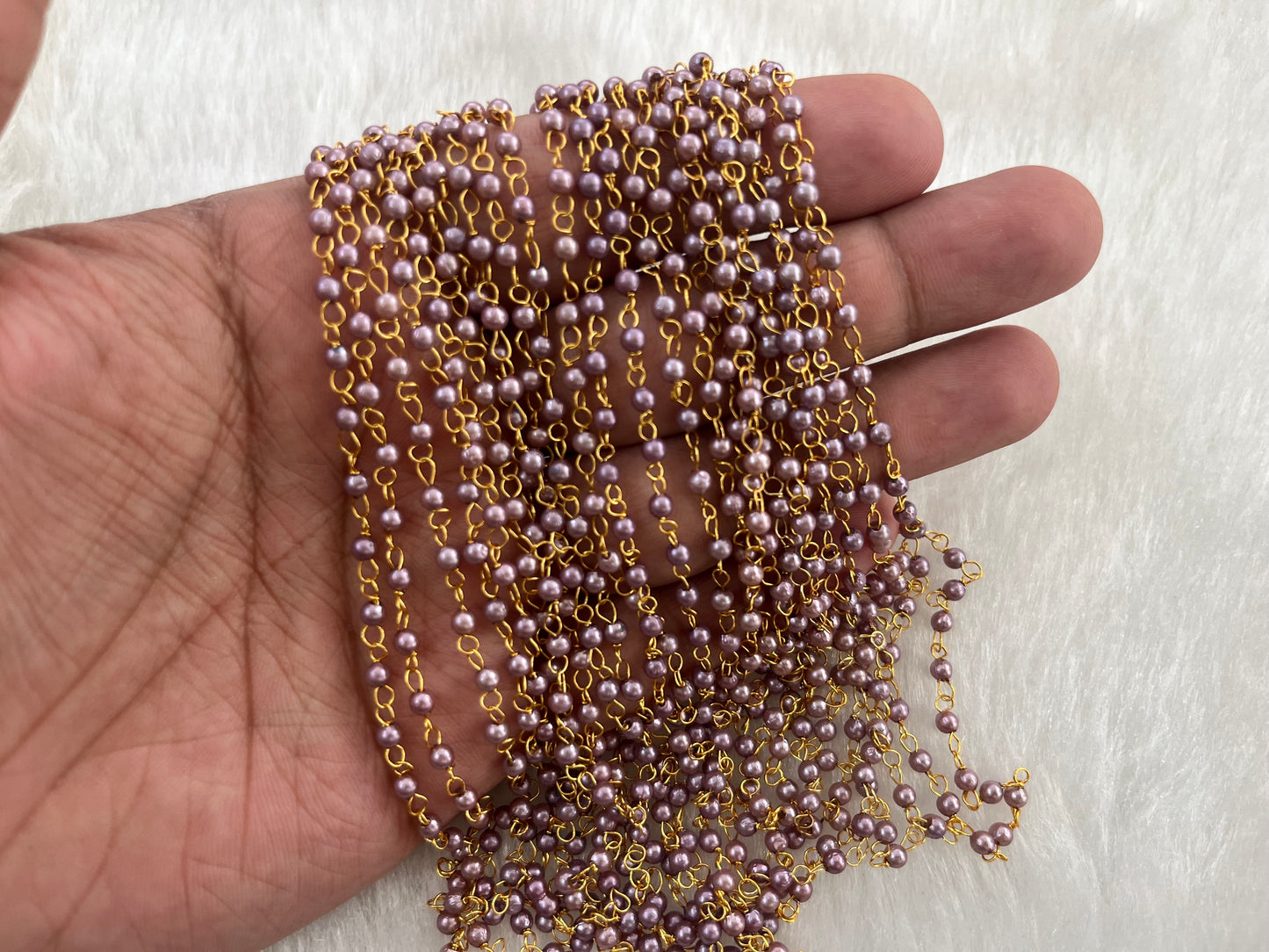 Coloured Pearl Link Chains (5 Mtr Bunch) (3 mm)