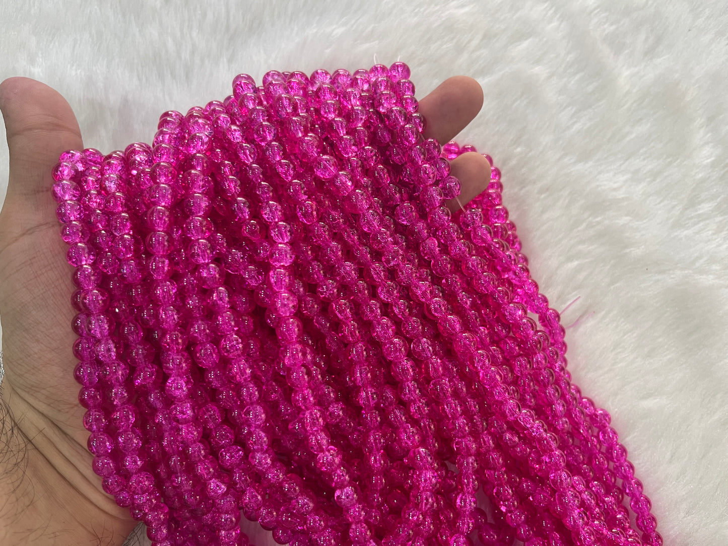 Ice Crackled Beads (8 mm) (Transparent) (Single Colour)