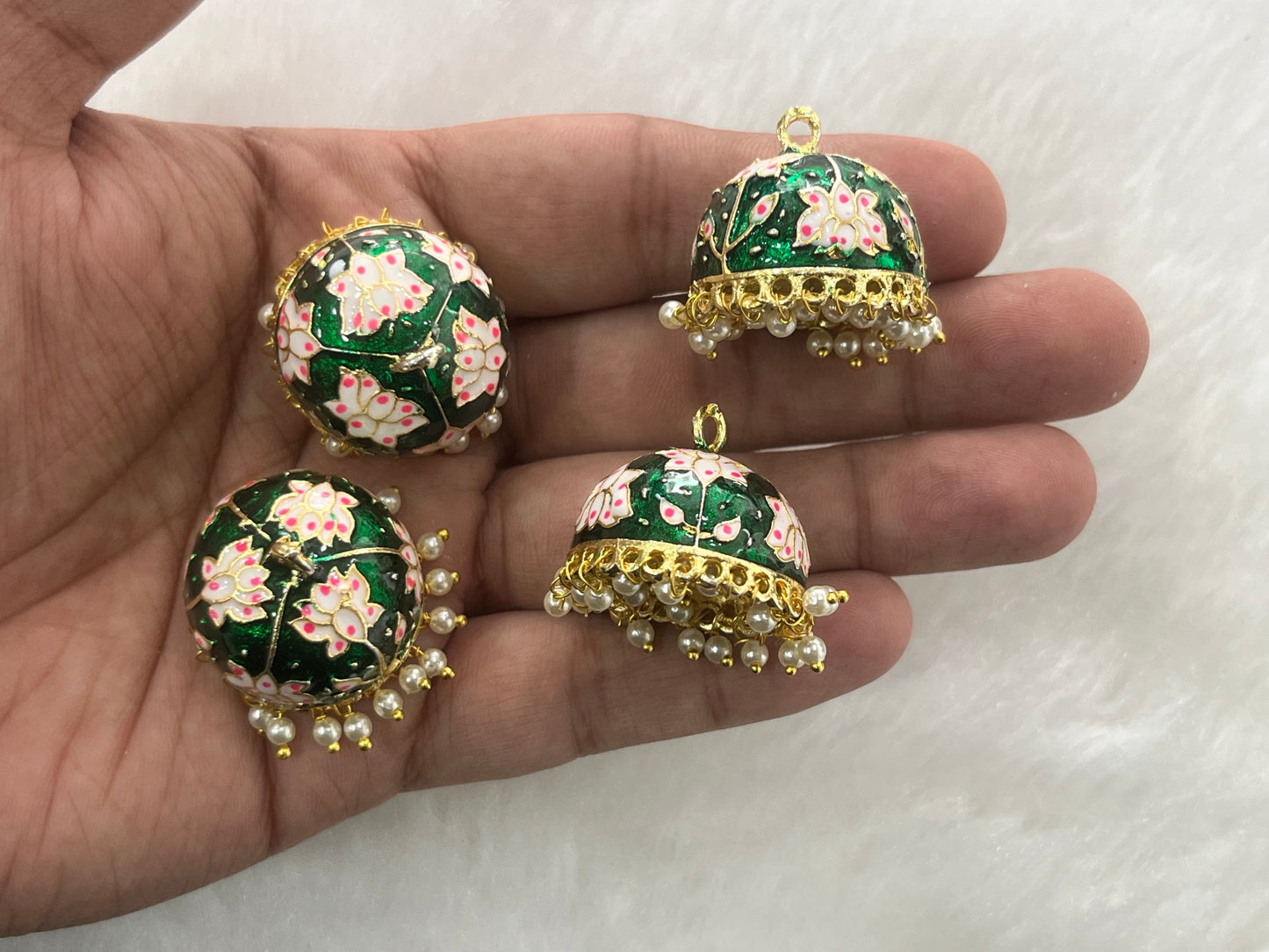 Meenakari Jhumkas (Lotus) (AGMK96)(2 Pcs)