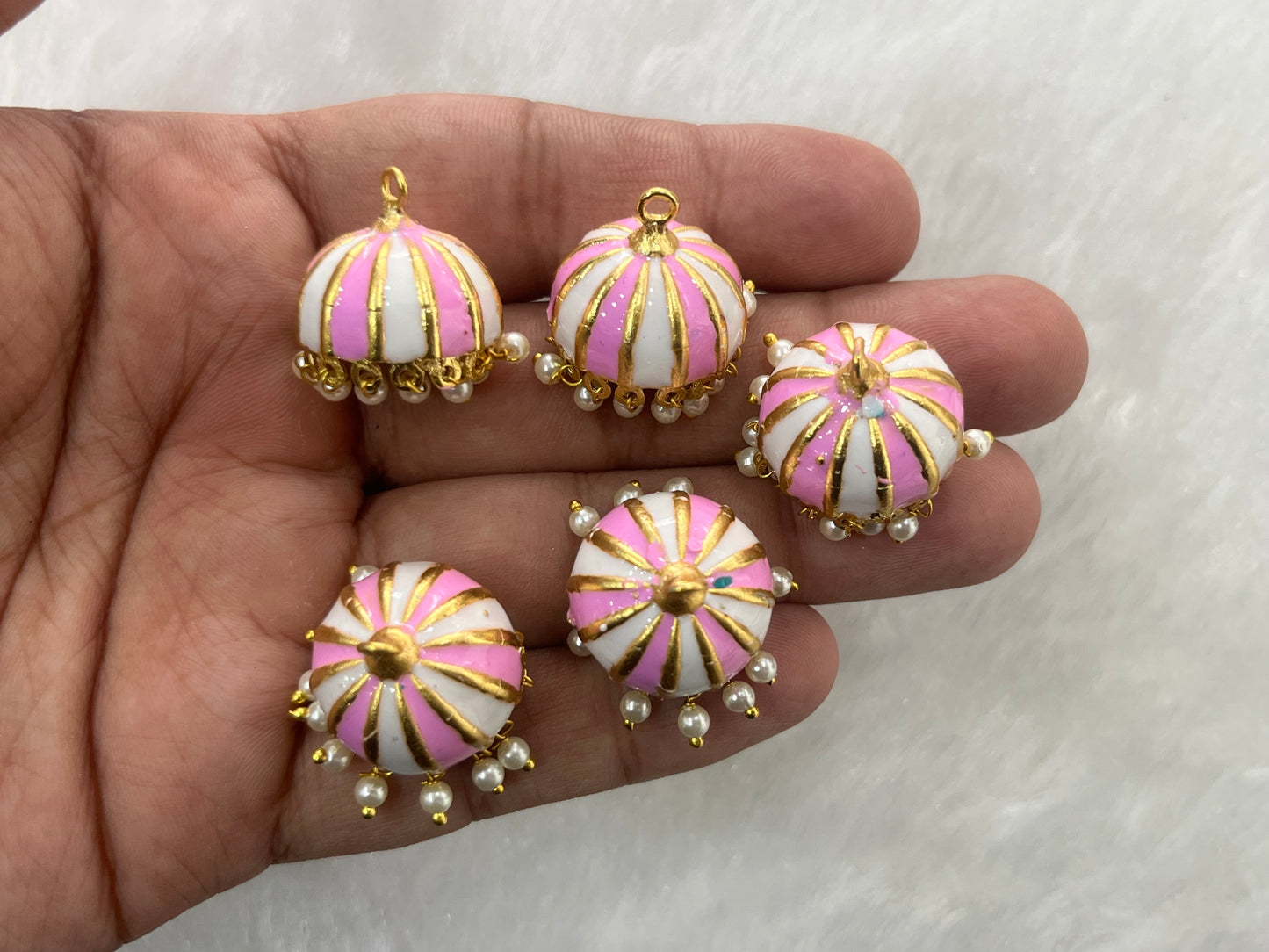 Meenakari Jhumkas (Stripe) (AGMK98)(2 Pcs)