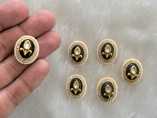 Meenakari Kundan (Oval) (22 mm) (AGMK106) (6 Pcs)