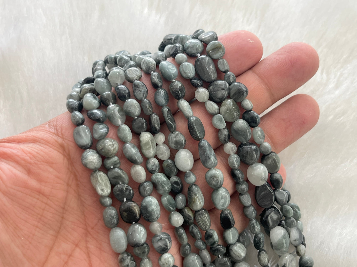 Semi-Precious Uncut Oval Beads (5x6 mm)