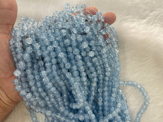 Ice Crackled Beads (8 mm) (Transparent) (Single Colour)