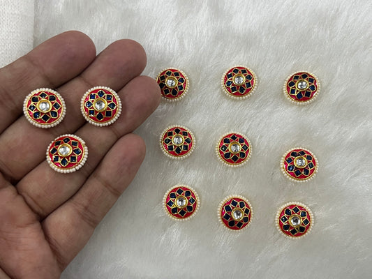 Meenakari Kundan (Flower) (16 mm) (AGMK102)(16 Pcs)