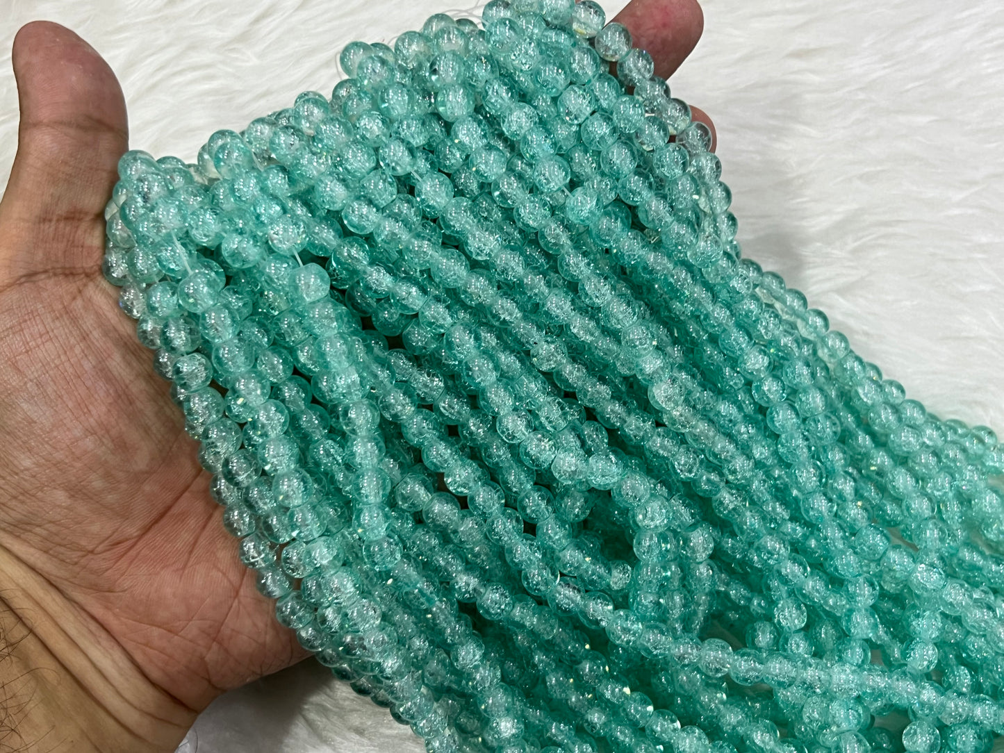 Ice Crackled Beads (8 mm) (Transparent)