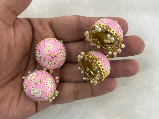 Meenakari Jhumkas (Lotus) (AGMK96)(2 Pcs)