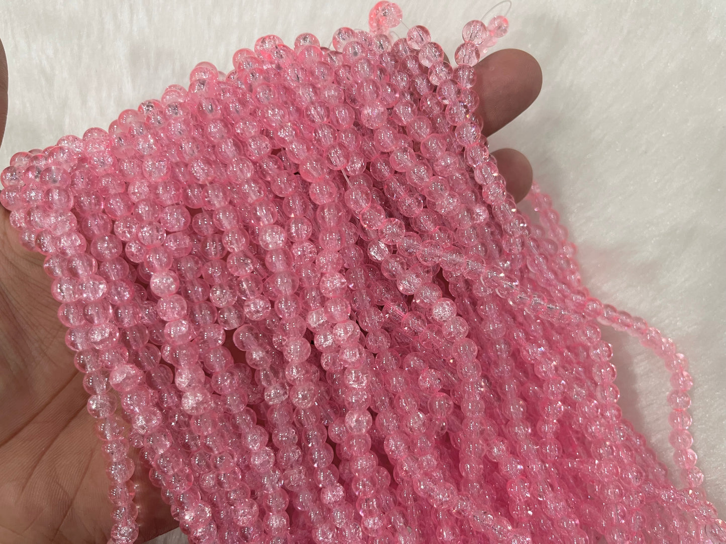 Ice Crackled Beads (6 mm) (Transparent) (Single Colour)