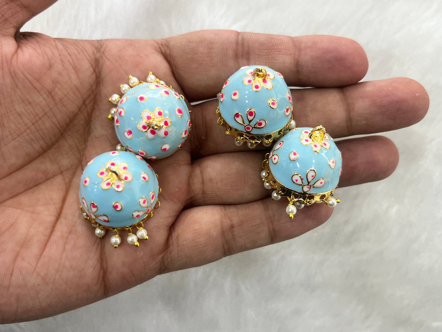 Meenakari Jhumkas (Flower) (AGMK99)(2 Pcs)