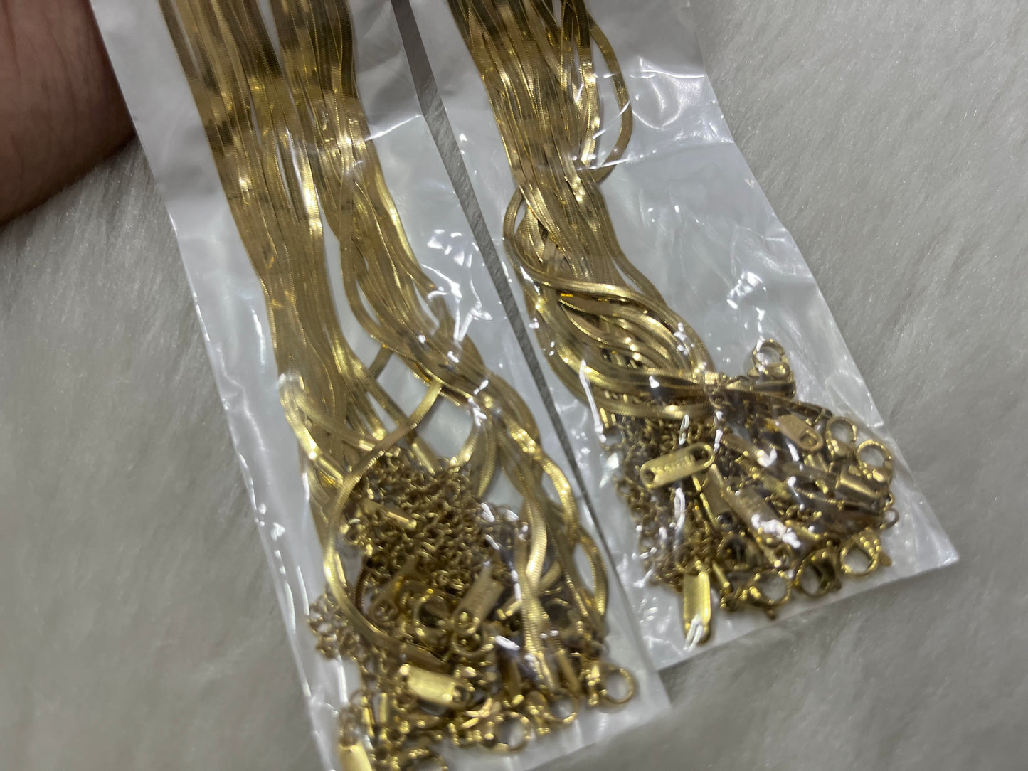 Stainless Steel Chains (Golden) (Pack of 10) (No. 9)