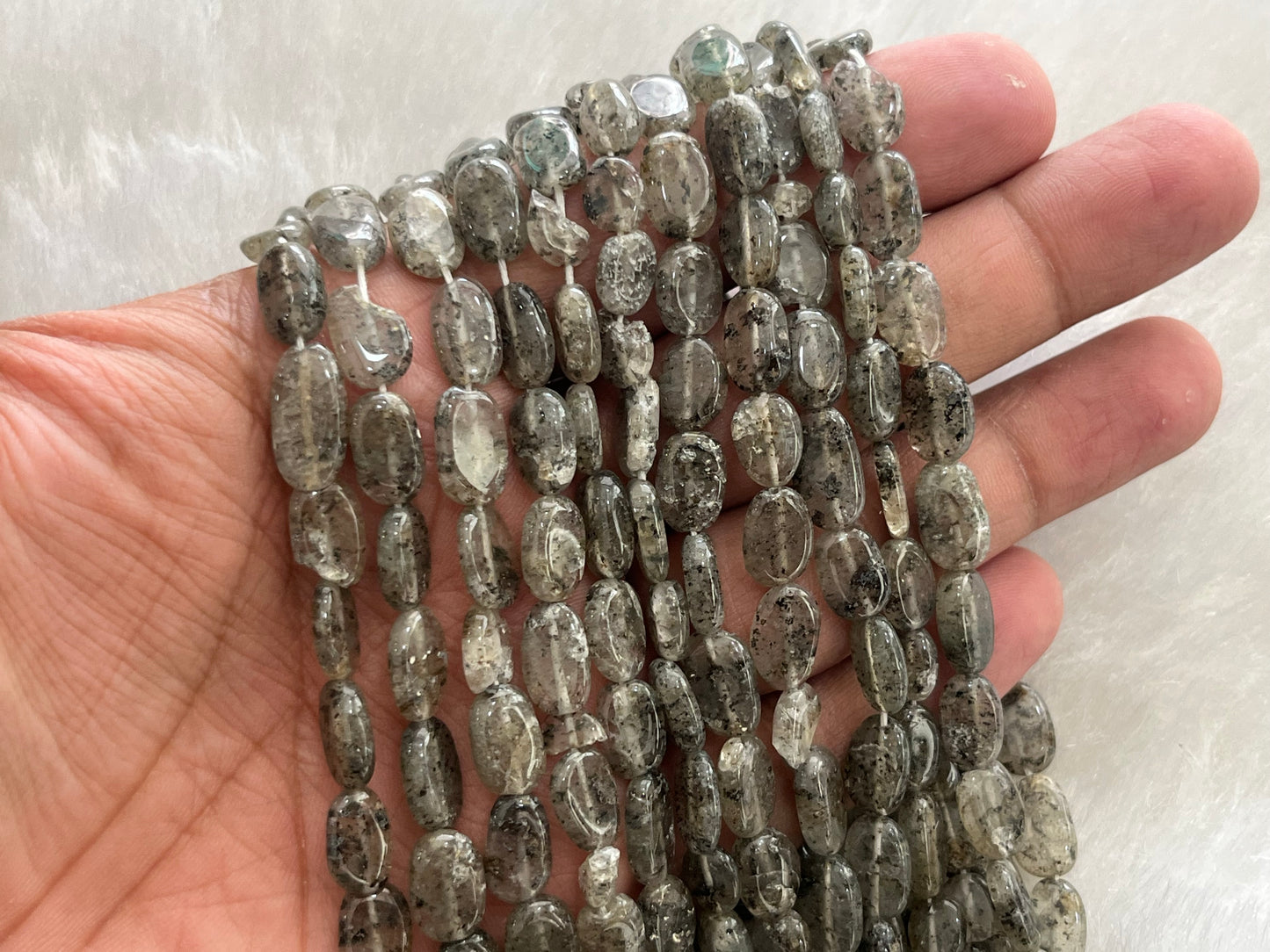 Semi-Precious Uncut Oval Beads (5x6 mm)