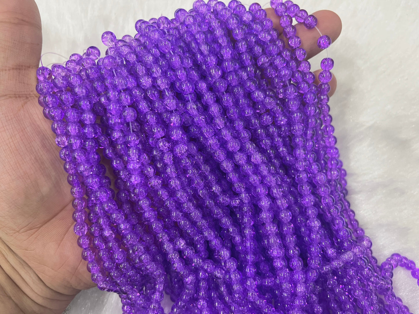 Ice Crackled Beads (6 mm) (Transparent) (Single Colour)