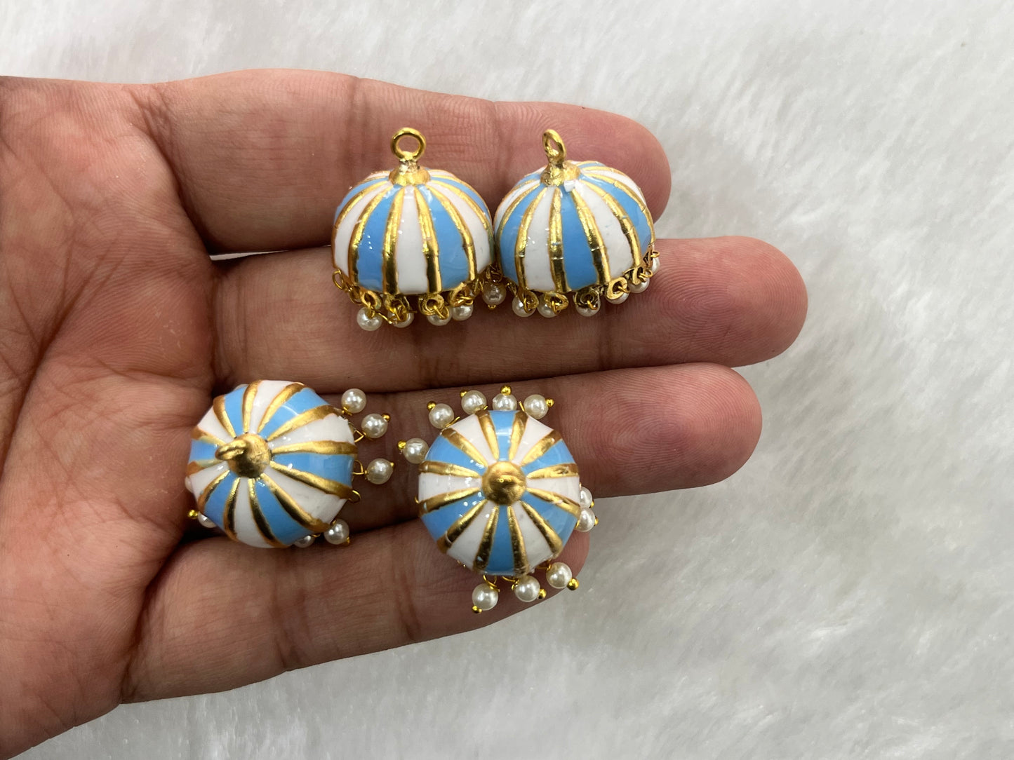 Meenakari Jhumkas (Stripe) (AGMK98)(2 Pcs)