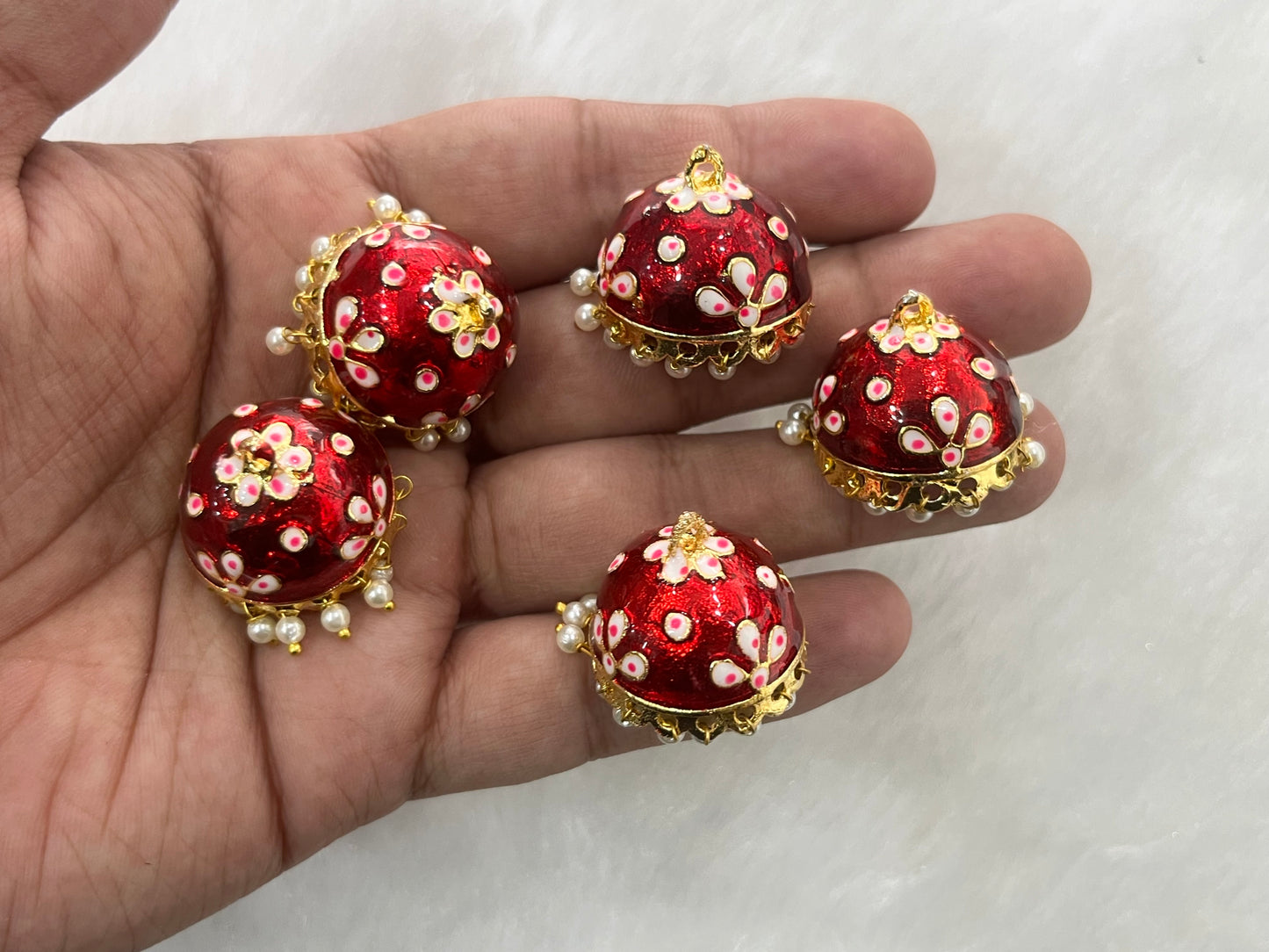 Meenakari Jhumkas (Flower) (AGMK99)(2 Pcs)