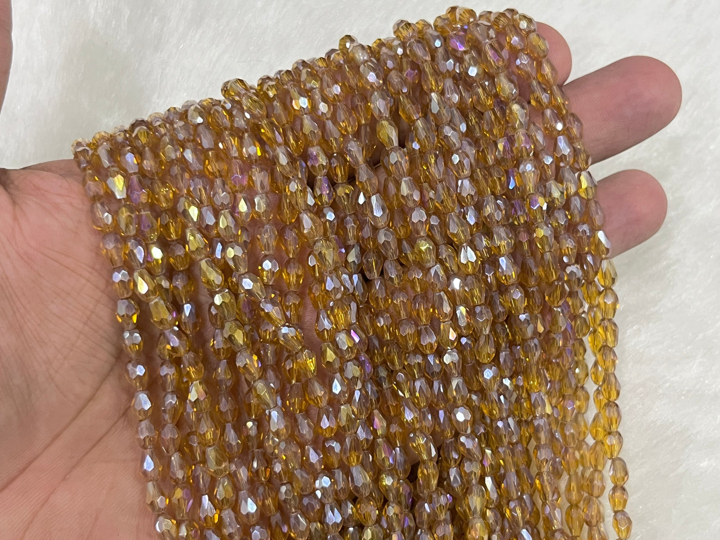 Drop Crystal Beads (4x6 mm) (Rainbow)