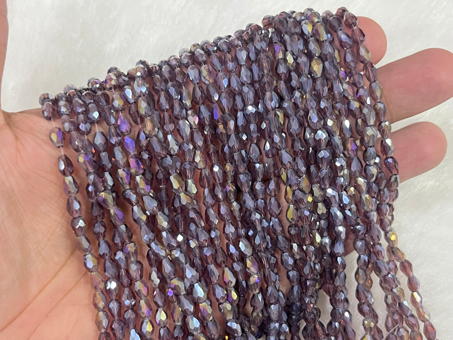 Drop Crystal Beads (4x6 mm) (Rainbow)