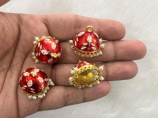 Meenakari Jhumkas (Leaf) (AGMK97)(2 Pcs)