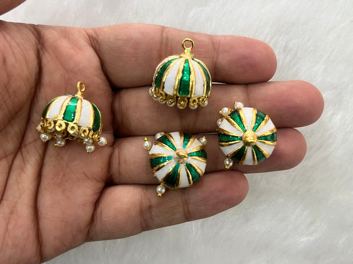 Meenakari Jhumkas (Stripe) (AGMK98)(2 Pcs)