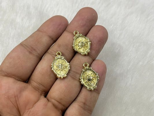 Oval Charms (AGWS257) (5 Pcs)(28 mm)