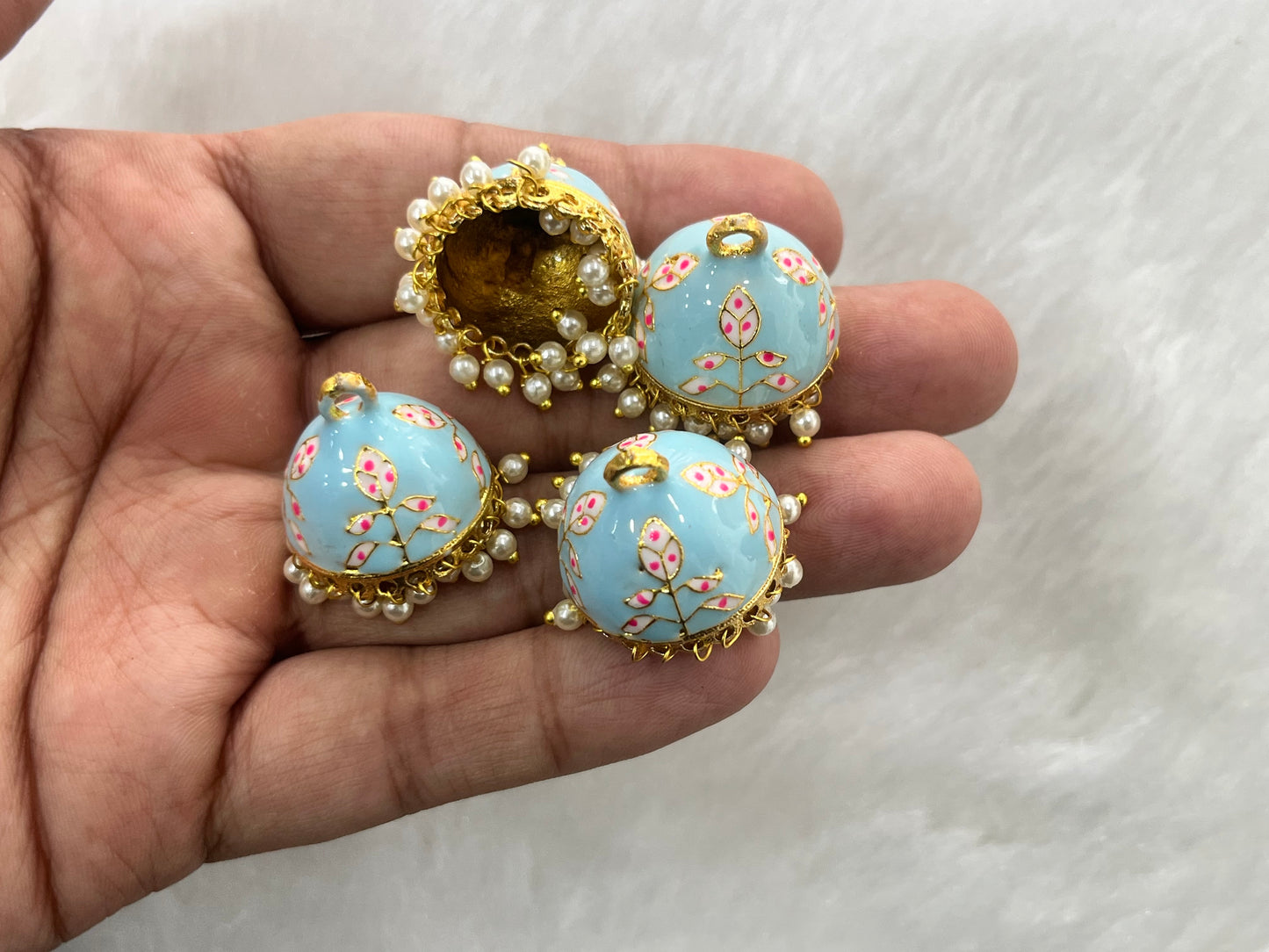 Meenakari Jhumkas (Leaf) (AGMK97)(2 Pcs)