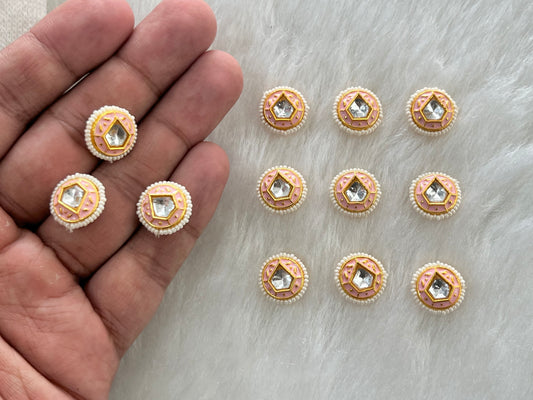 Meenakari Kundan (Round) (14 mm) (AGMK107) (12 Pcs)