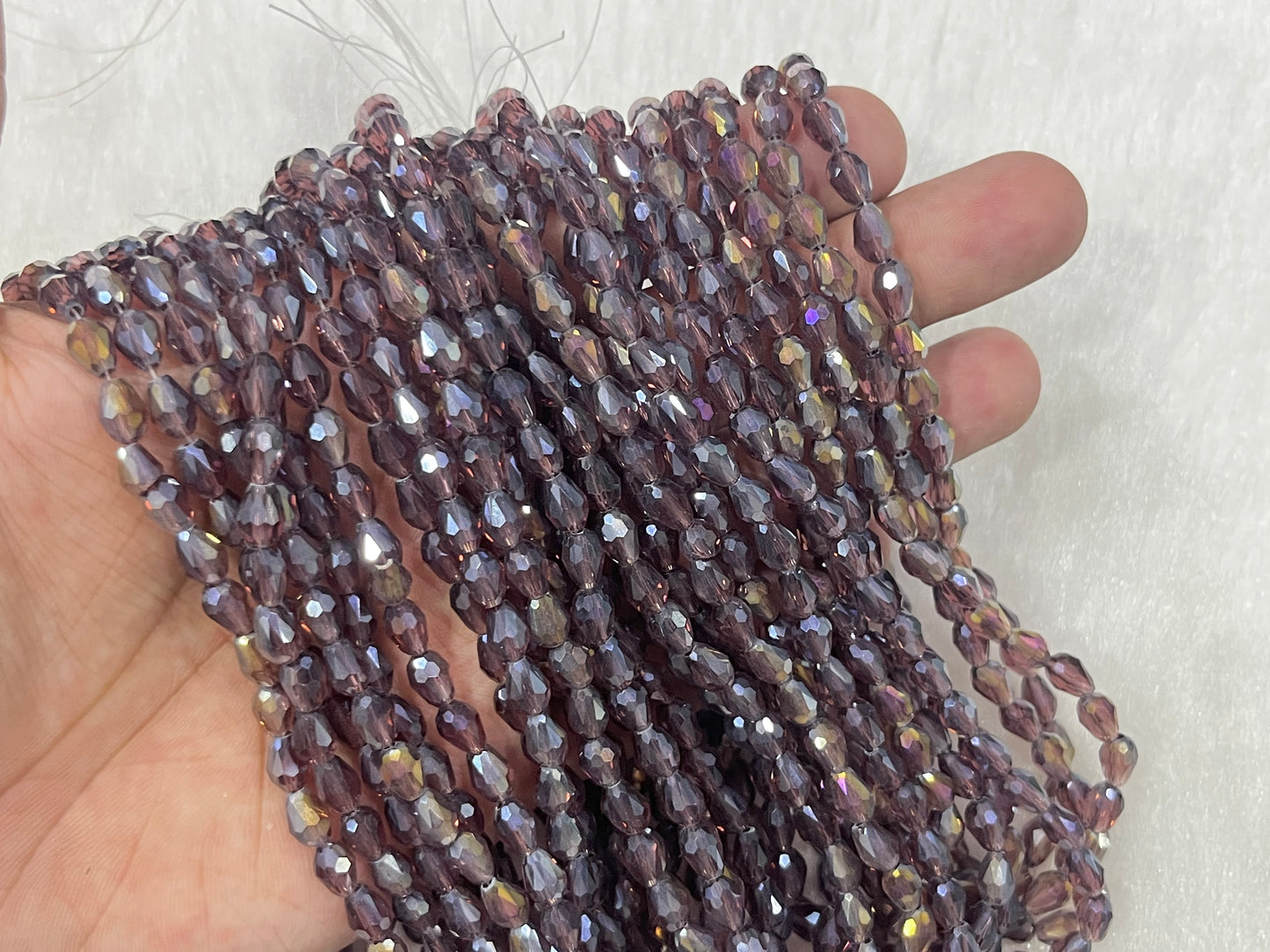 Drop Crystal Beads (6x8 mm) (Rainbow)