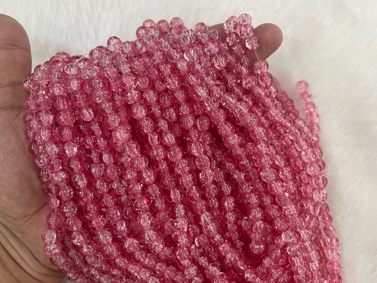 Ice Crackled Beads (8 mm) (Transparent) (Single Colour)