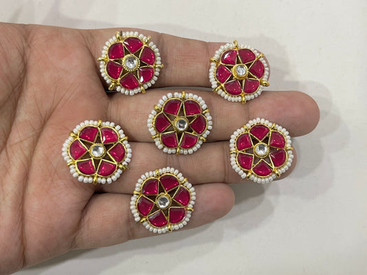 Meenakari Kundan (Flower) (24 mm) (AGMK95)(6 Pcs)