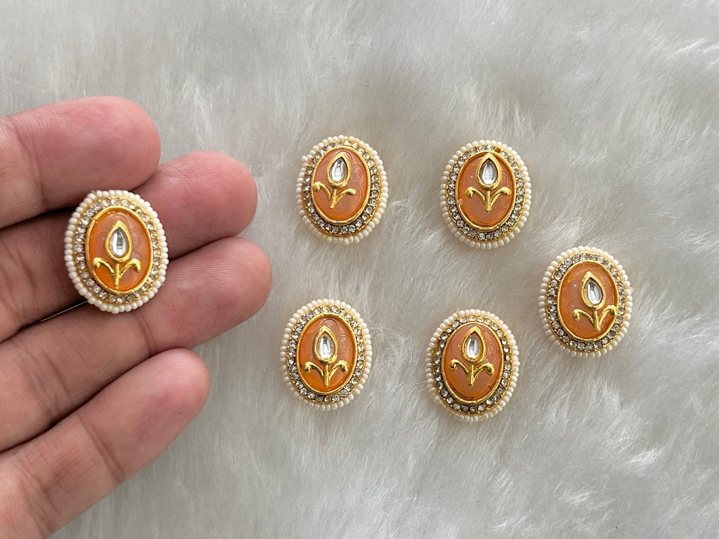 Meenakari Kundan (Oval) (22 mm) (AGMK106) (6 Pcs)