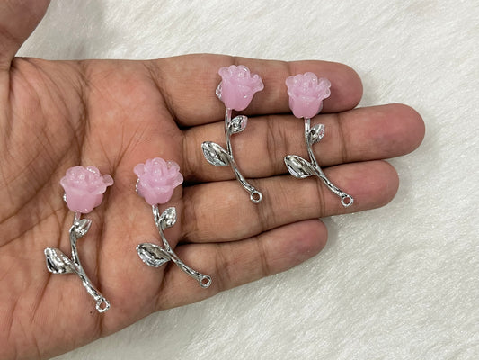 Pink Lily Charms (AGWS227) (Single Piece)