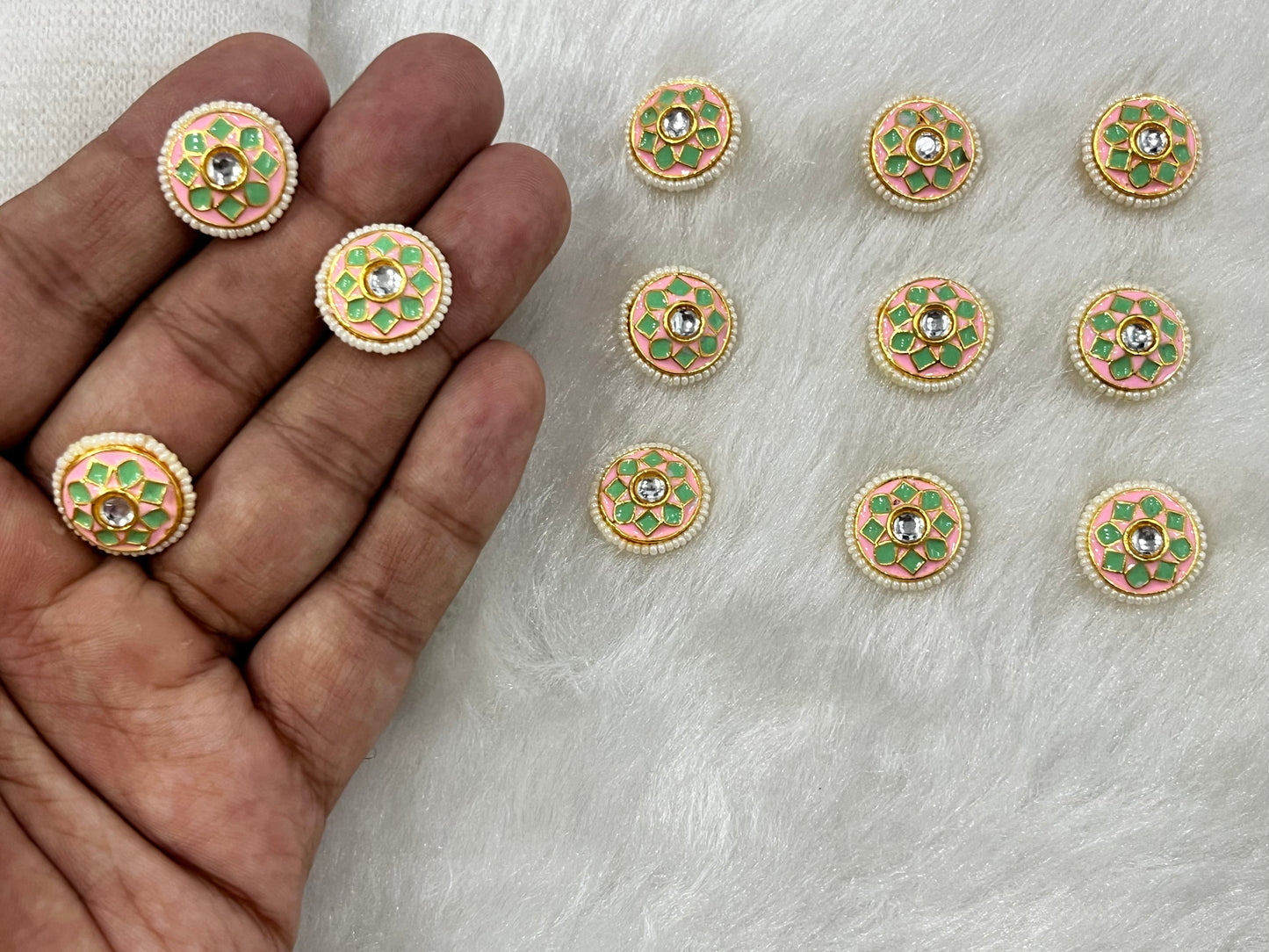 Meenakari Kundan (Flower) (16 mm) (AGMK102)(16 Pcs)