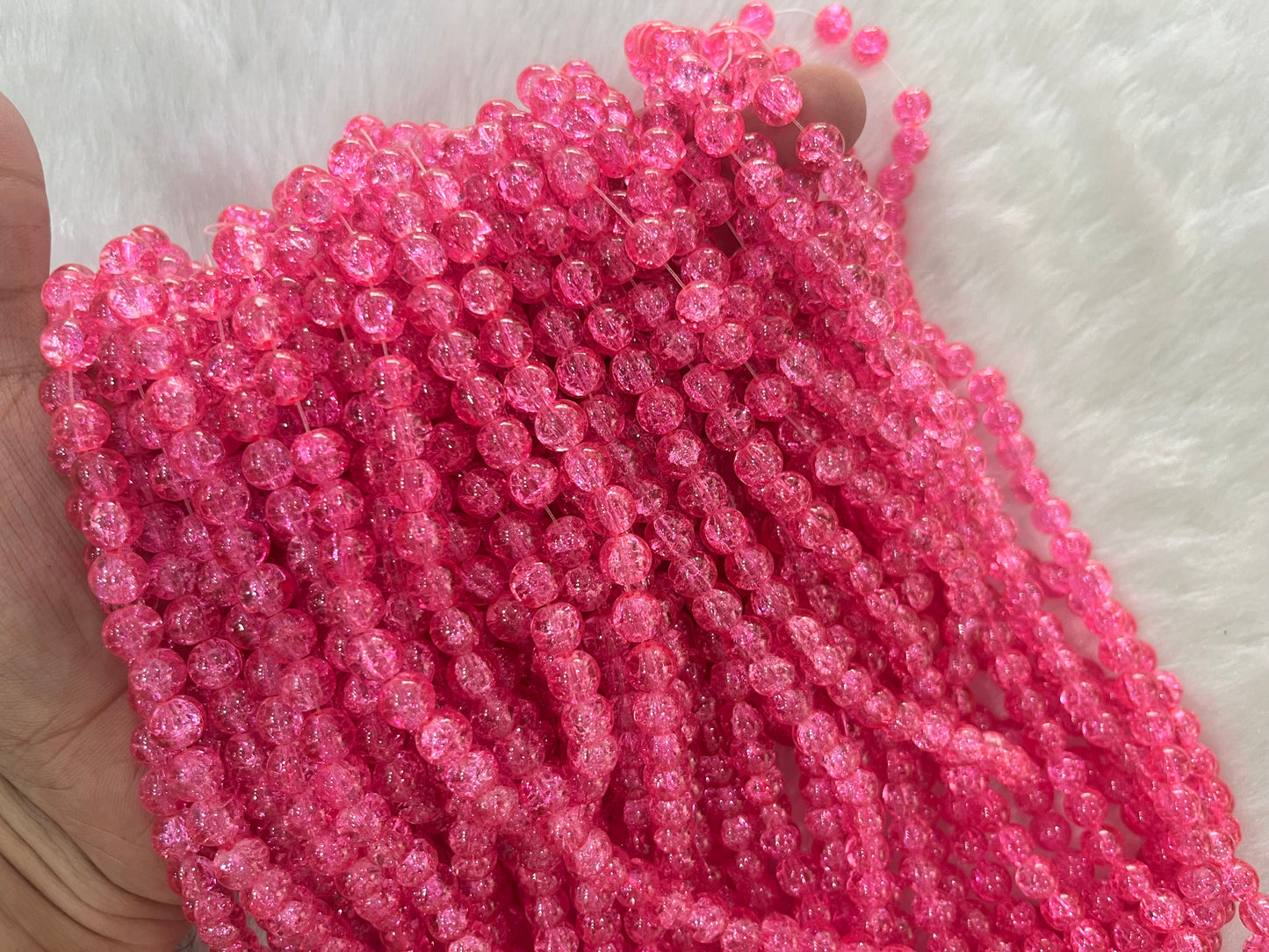 Ice Crackled Beads (8 mm) (Transparent) (Single Colour)