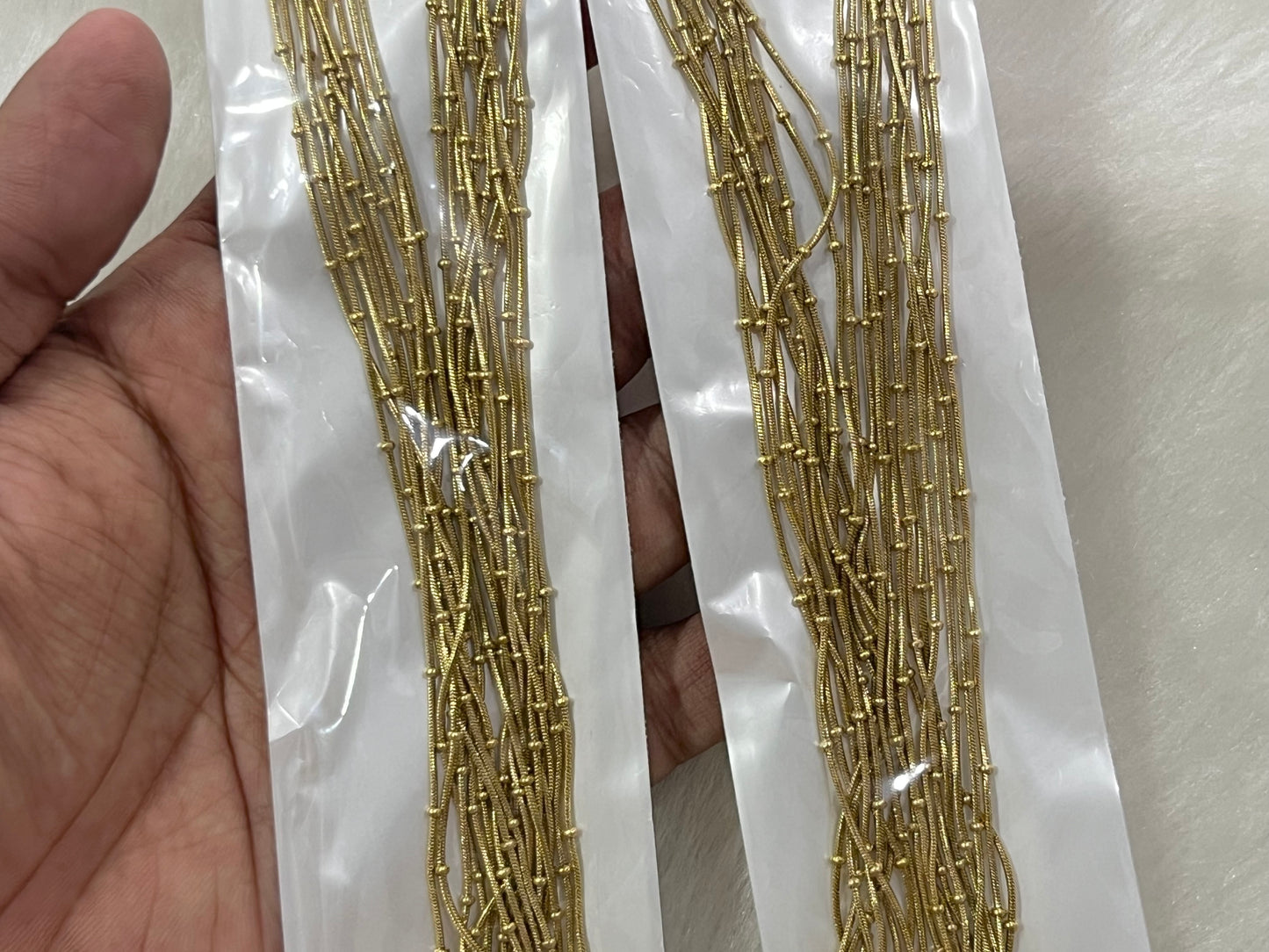 Stainless Steel Chains (Golden) (Pack of 10) (No. 12)