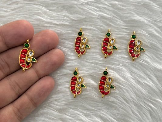 Meenakari Kundan (Peacock) (25 mm) (AGMK93) (6 Pcs)