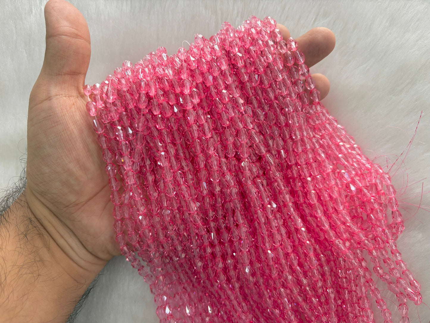 Drop Crystal Beads (6x8 mm) (Rainbow)