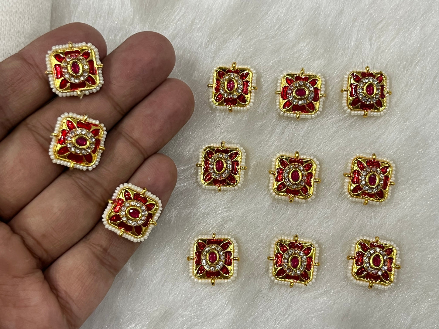 Meenakari Kundan (Square) (17 mm) (AGMK105) (12 Pcs)