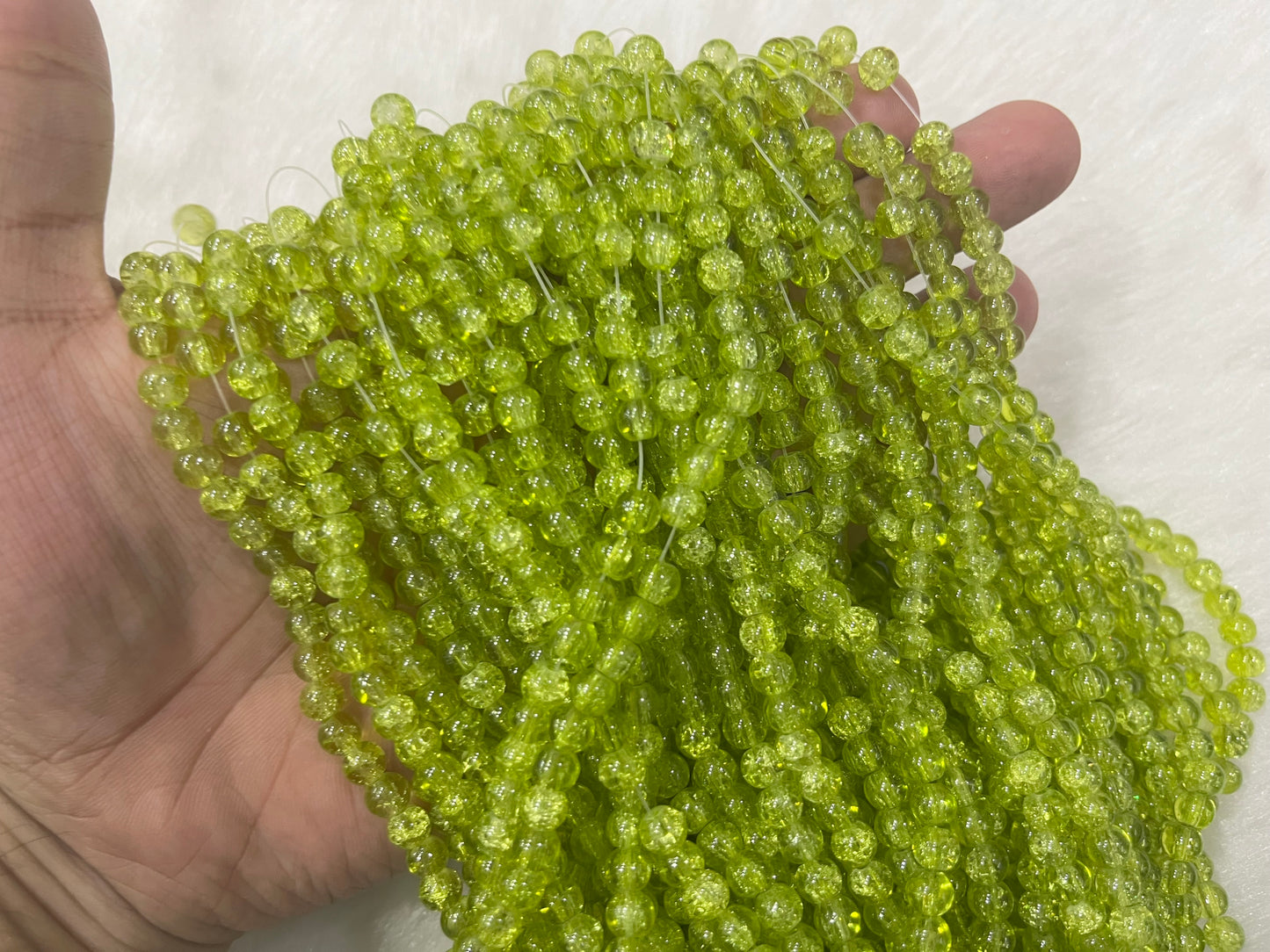 Ice Crackled Beads (6 mm) (Transparent) (Single Colour)