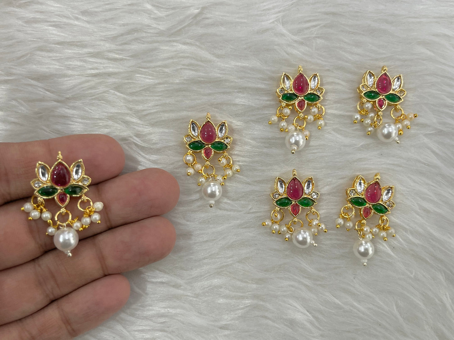 Meenakari Kundan (Lotus) (20 mm) (AGMK91) (6 Pcs)