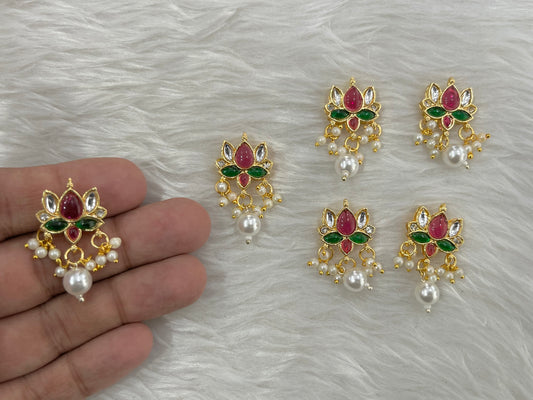 Meenakari Kundan (Lotus) (20 mm) (AGMK91) (6 Pcs)