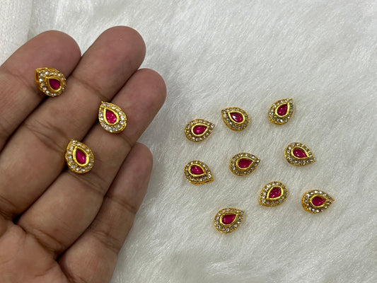Meenakari Kundan (Drop) (12 mm) (AGMK104) (12 Pcs)