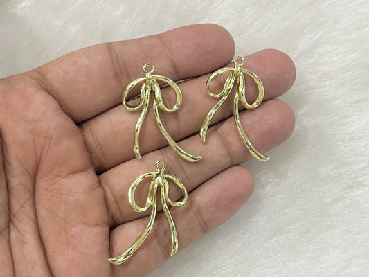 Bow Charms (AGWS262) (5 Pcs)(30 mm)