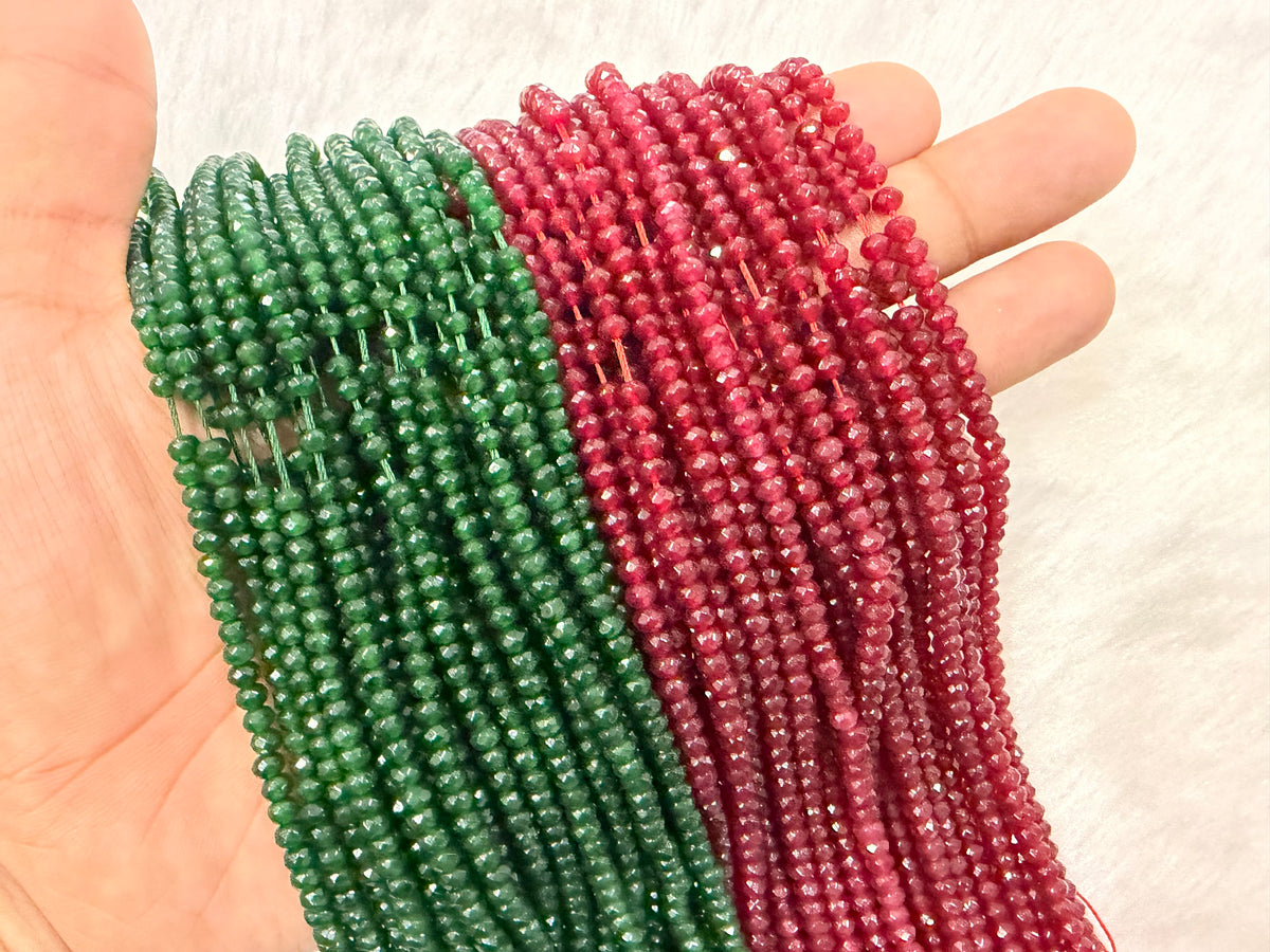 Semi-Precious Crystal Beads (4 mm) (Ruby / Green)